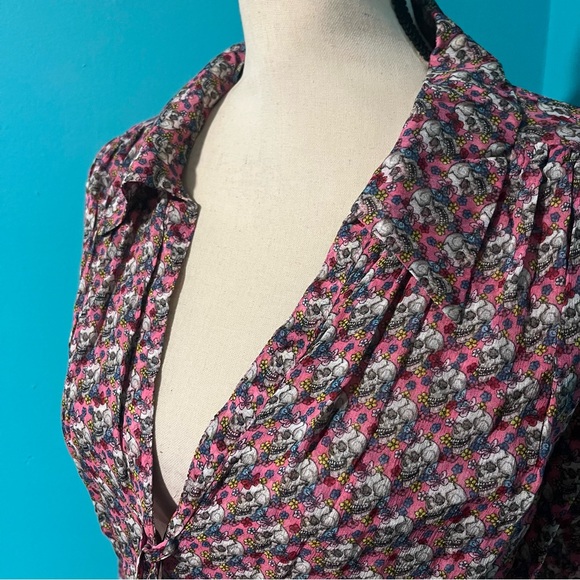 Zadig & Voltaire L Pink Reevas Liberty Skull Floral Print Long Sleeve Dress - Picture 7 of 10